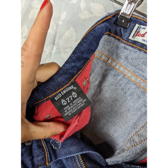 Red Engine Vtg 90s Mid Rise Wide Leg "Jetstar" Jeans Sz 27 - Picture 2 of 6